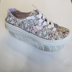 BOBS by Skechers Dog Print Lace-Up Sneakers, Women's Size 7.5, Casual Shoes.
